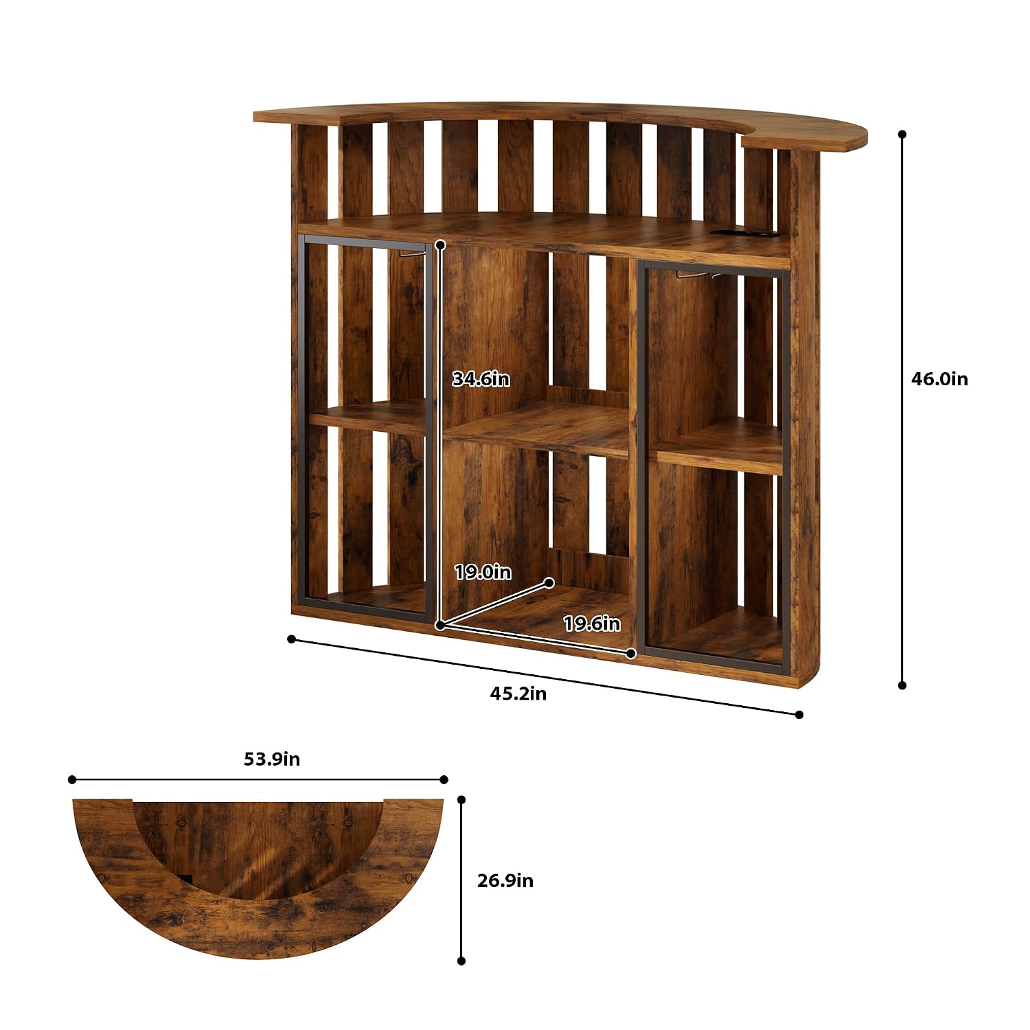 Home Bar And Fridge - Rustic Wooden Bar Cabinet, 4-Tier Mini
