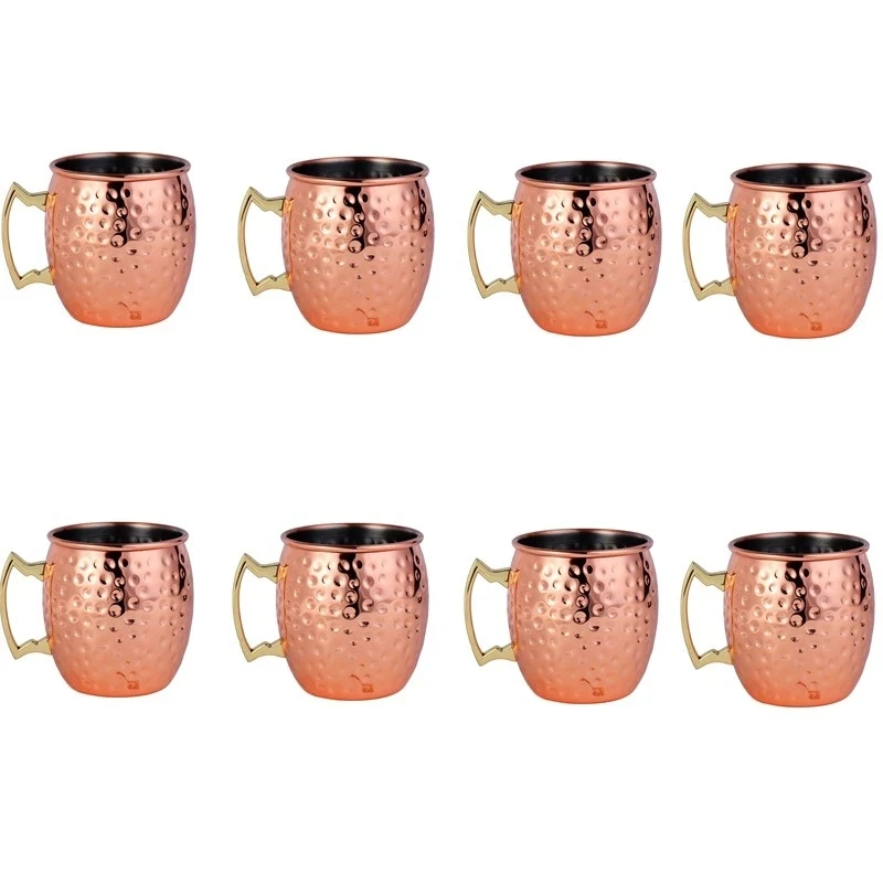 Mule Copper Mug - 8pcs Hammered Moscow Mule Copper Mugs
