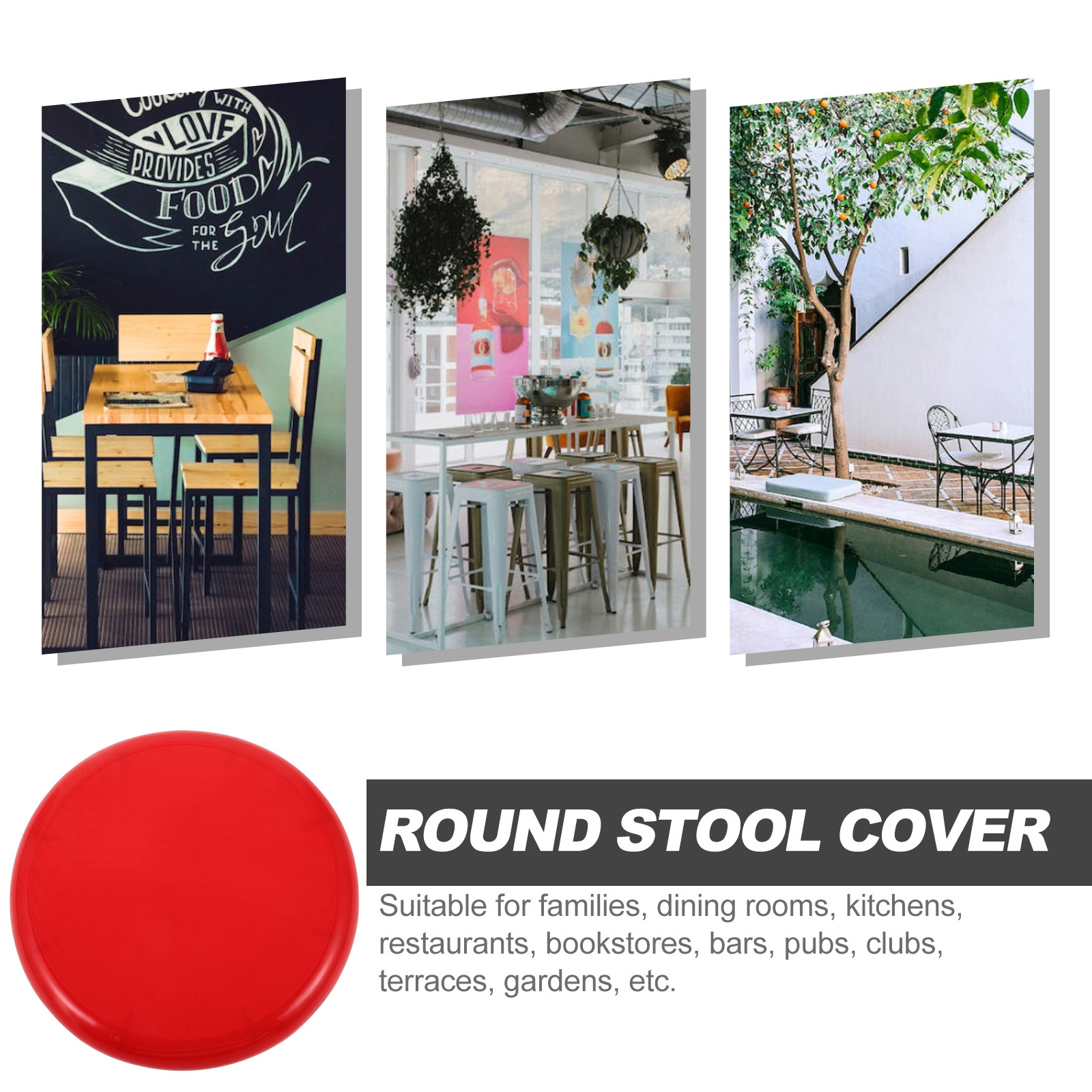 Home Bar Seating - Round Stool Seat Replacement Plastic Scratch-Resistant