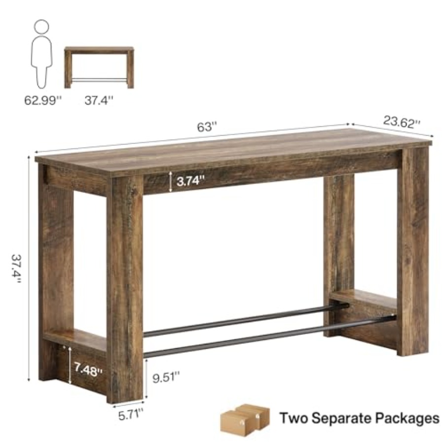 63'' Bar Table Set of 2, Count - đánh giá và giá Home Bar And Counter