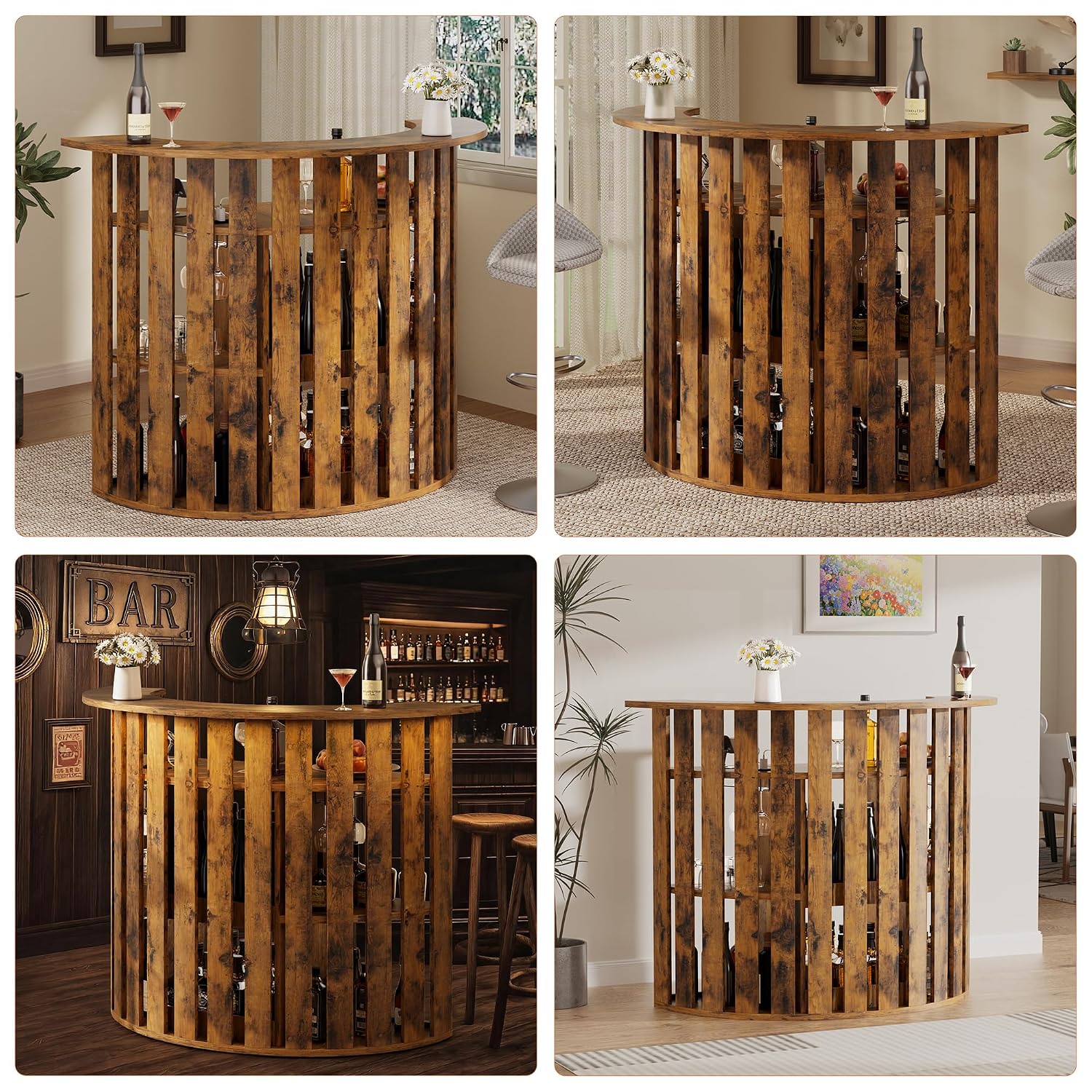 Rustic Wooden Bar Cabinet, 4-T - đánh giá và giá Home Bar And Fridge