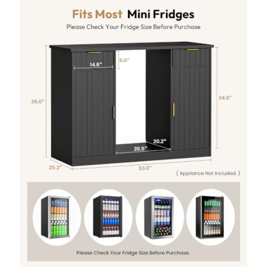 53 Coffee Bar Cabinet with Min - đánh giá và giá Home Bar And Fridge