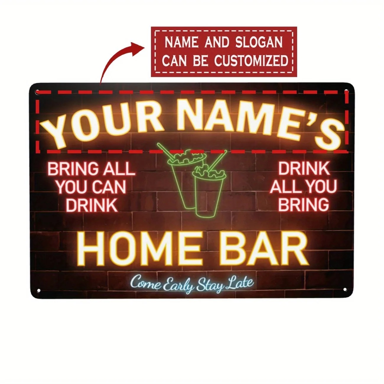Custom Name Text Metal Sign Ho - đánh giá và giá Home Bar Signs