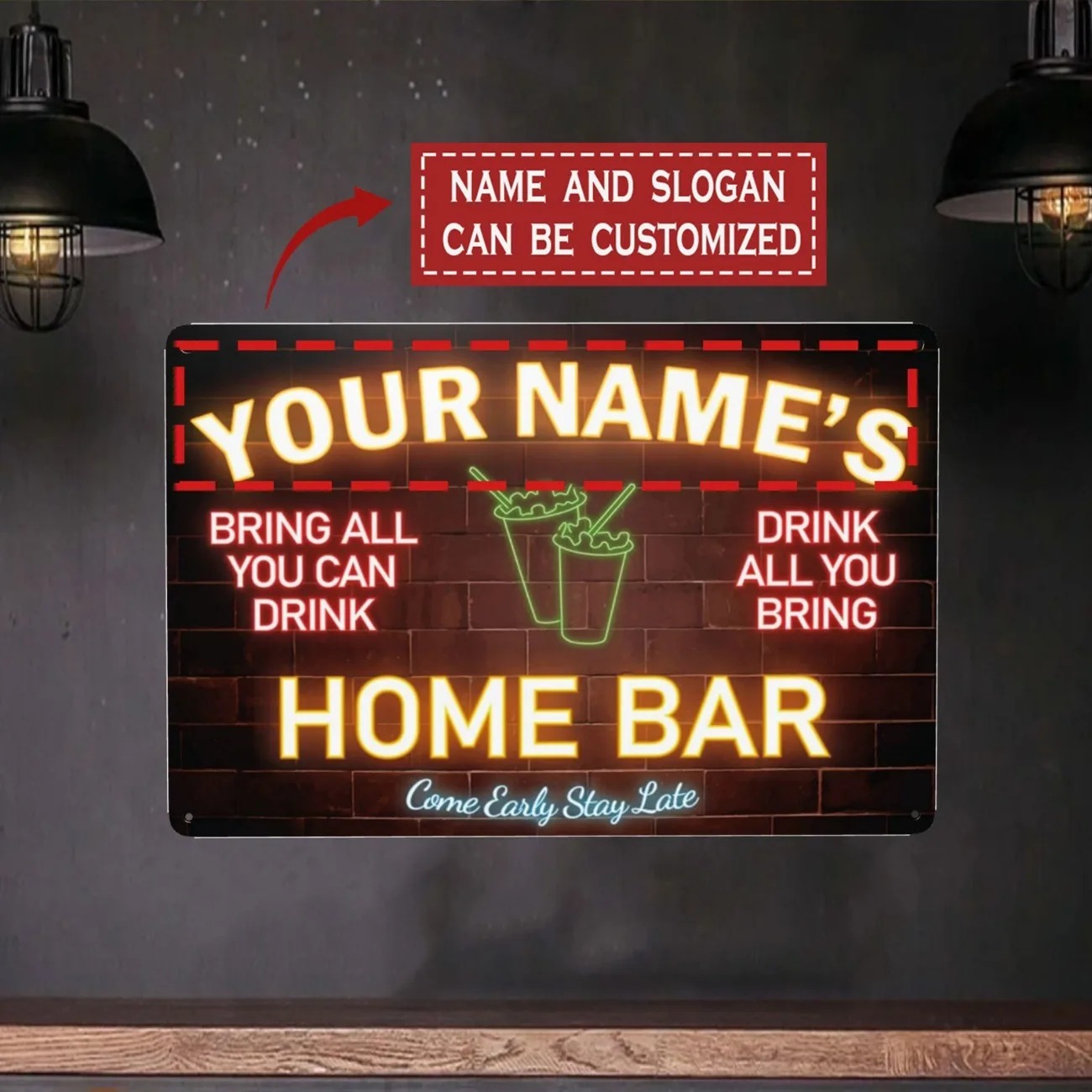 Custom Name Text Metal Sign Ho - đánh giá và giá Home Bar Signs