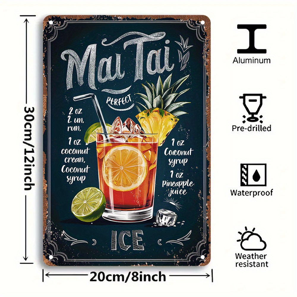 1pc Vintage Mai Tai Recipe Ing - đánh giá và giá Home Bar Lounge