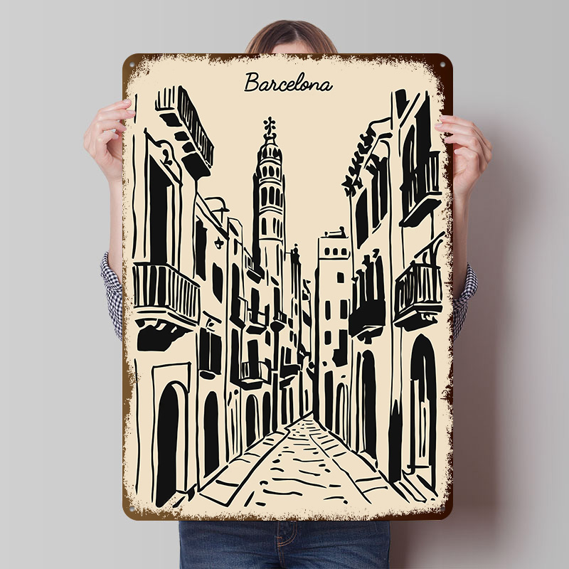 Barcelona Street Metal Poster  - đánh giá và giá Home Barcelona