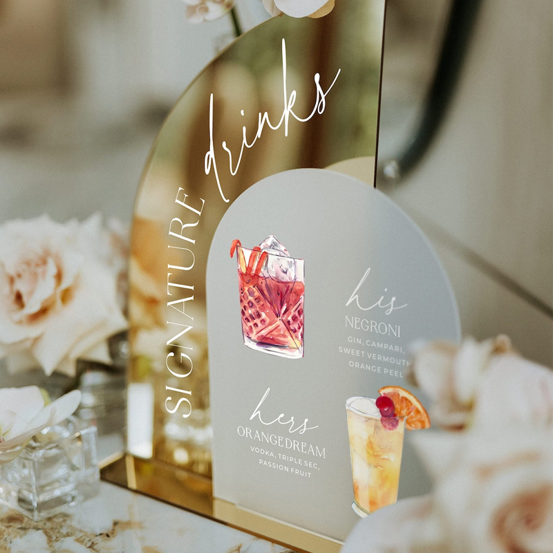 Gold Mirror Wedding Bar Menu S - đánh giá và giá Cocktail Recipe Book