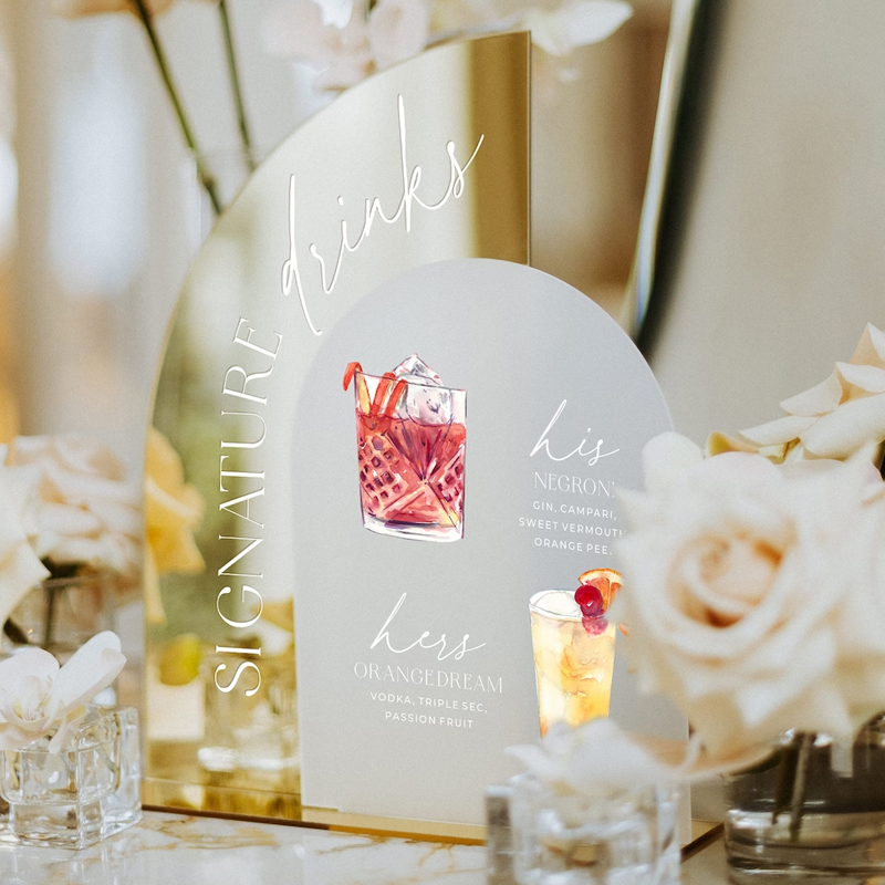 Gold Mirror Wedding Bar Menu S - đánh giá và giá Cocktail Recipe Book